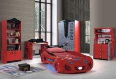 Детская кровать машина MUSVENUS Future Car (Tesla) Red с подсветкой, музыкой, пультом, спойлером